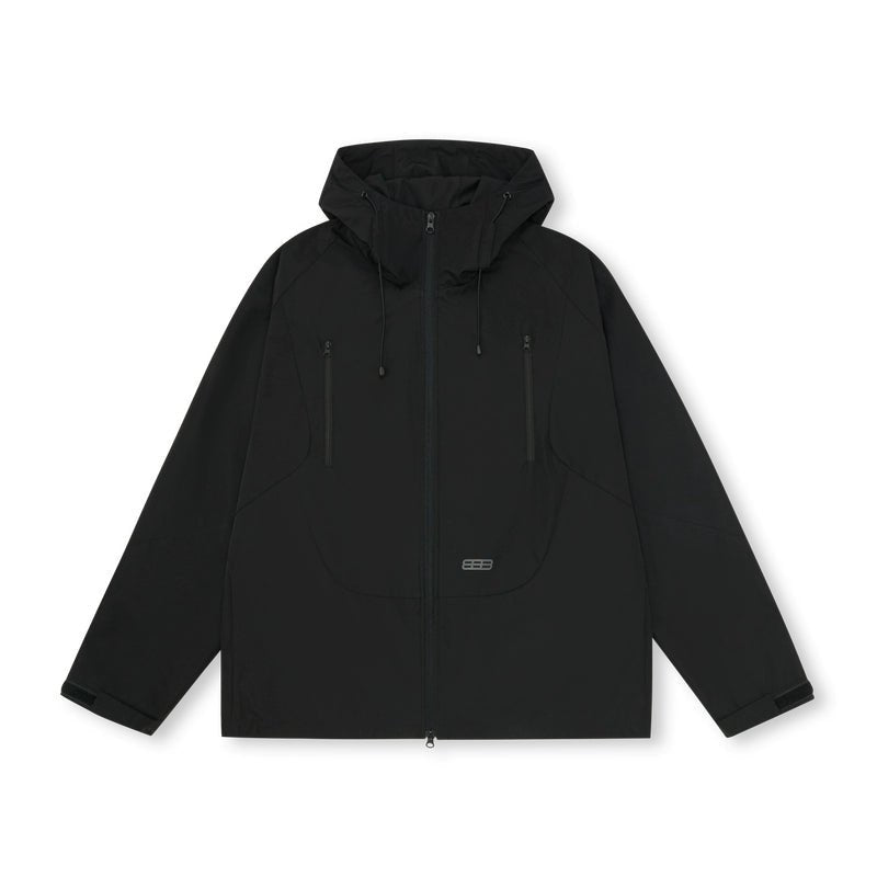 Men's women's black waterproof jacket - lightweight hooded packable raincoat for travel everyday