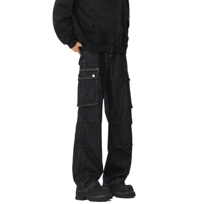 Big Pockets Retro Pleated Jeans