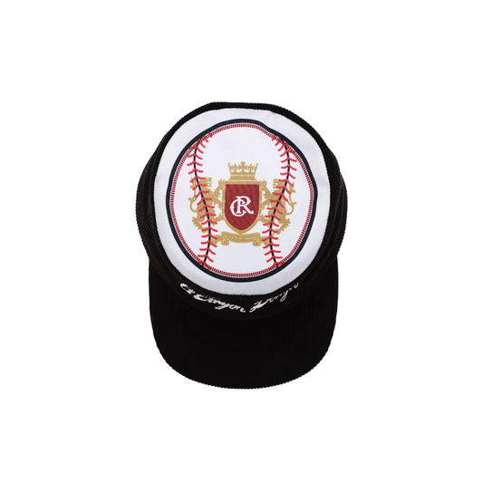 Black Corduroy Flat Top Baseball Cap