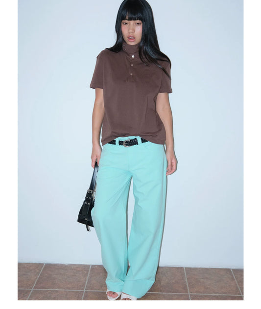 Black Horse Print Mid-Low Rise Straight-Leg Pants