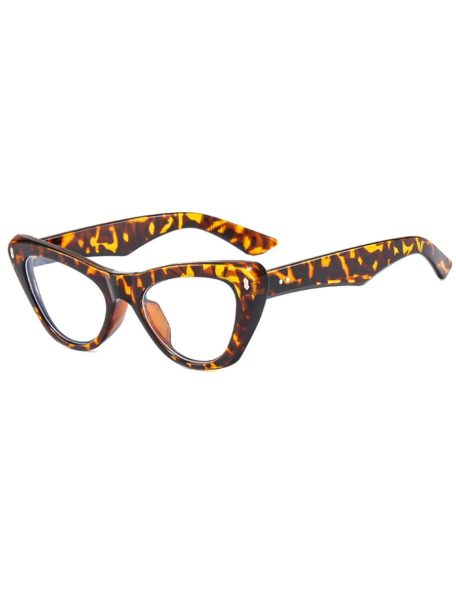 Leopard Print Triangular Cat-Eye Glasses