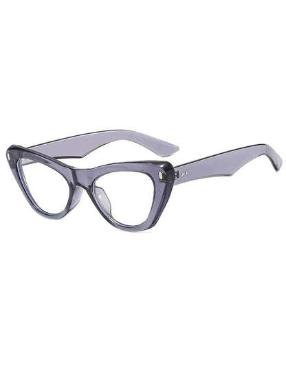 Translucent Grey Black Triangular Cat-Eye Glasses