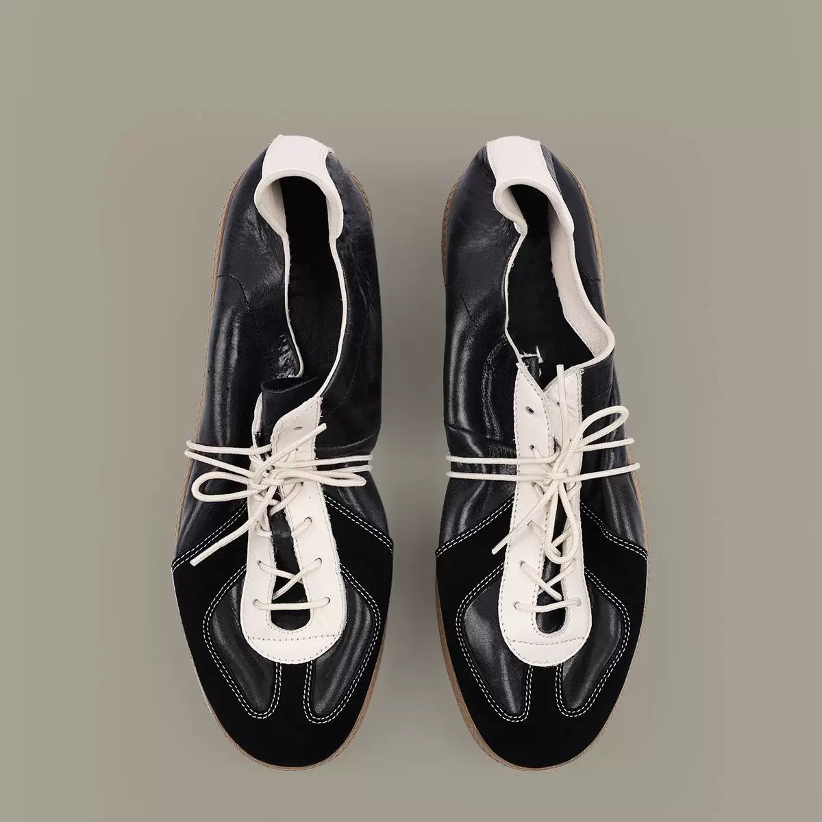 Black Vintage German Sneakers, top view