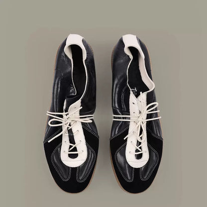 Black Vintage German Sneakers, top view