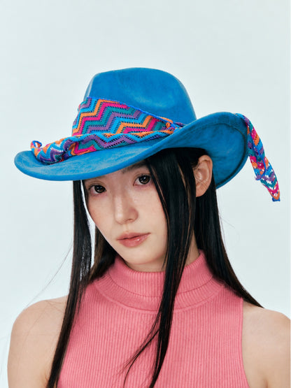 Blue Embroidered Western Hat product view