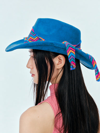 Blue Embroidered Western Hat product view