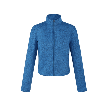 women's blue fleece jacket - premium lightweight zip up high collar casual