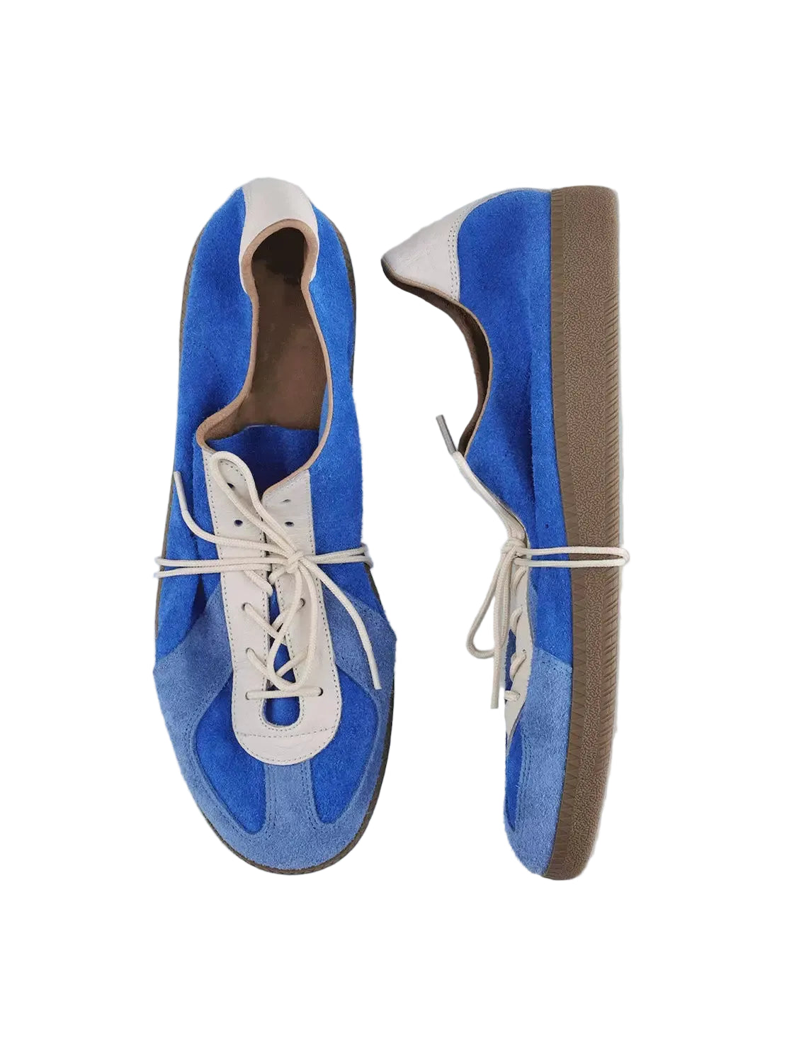 Blue Vintage German Sneakers, top and side views