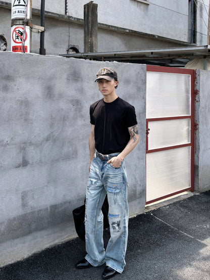 Boro Embroidered Distressed Jeans