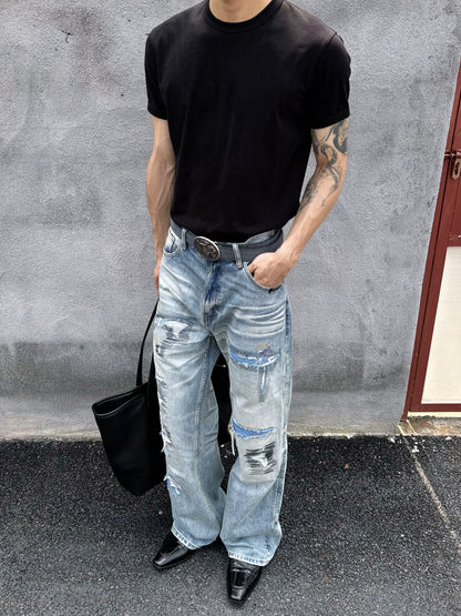 Boro Embroidered Distressed Jeans