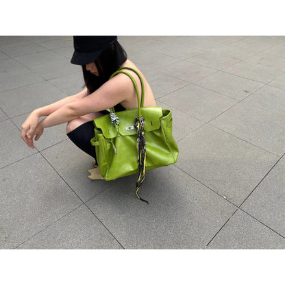 Bright Green Leather-Look Tote