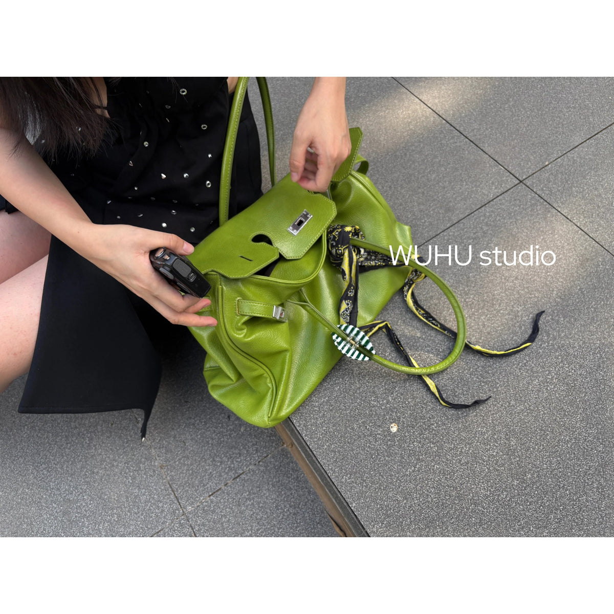 Bright Green Leather-Look Tote