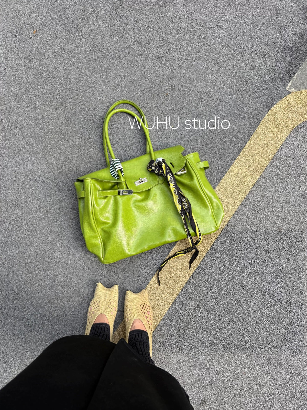 Bright Green Leather-Look Tote