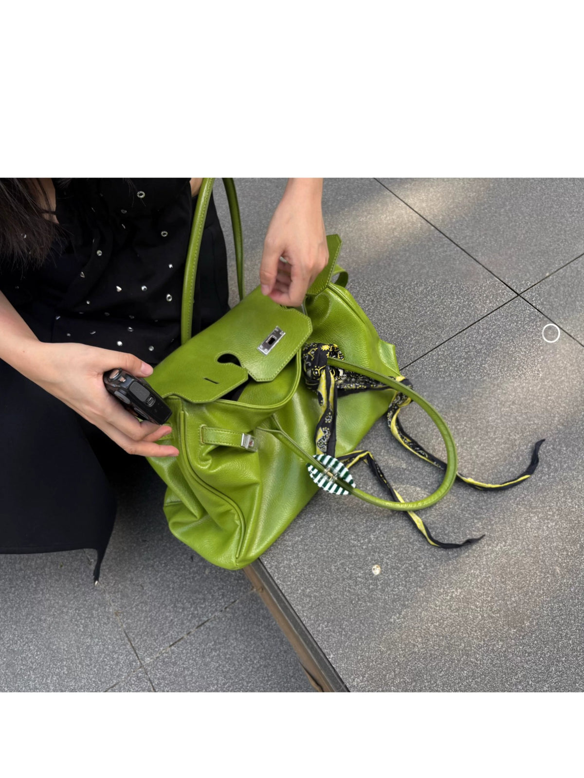 Bright Green Leather-Look Tote