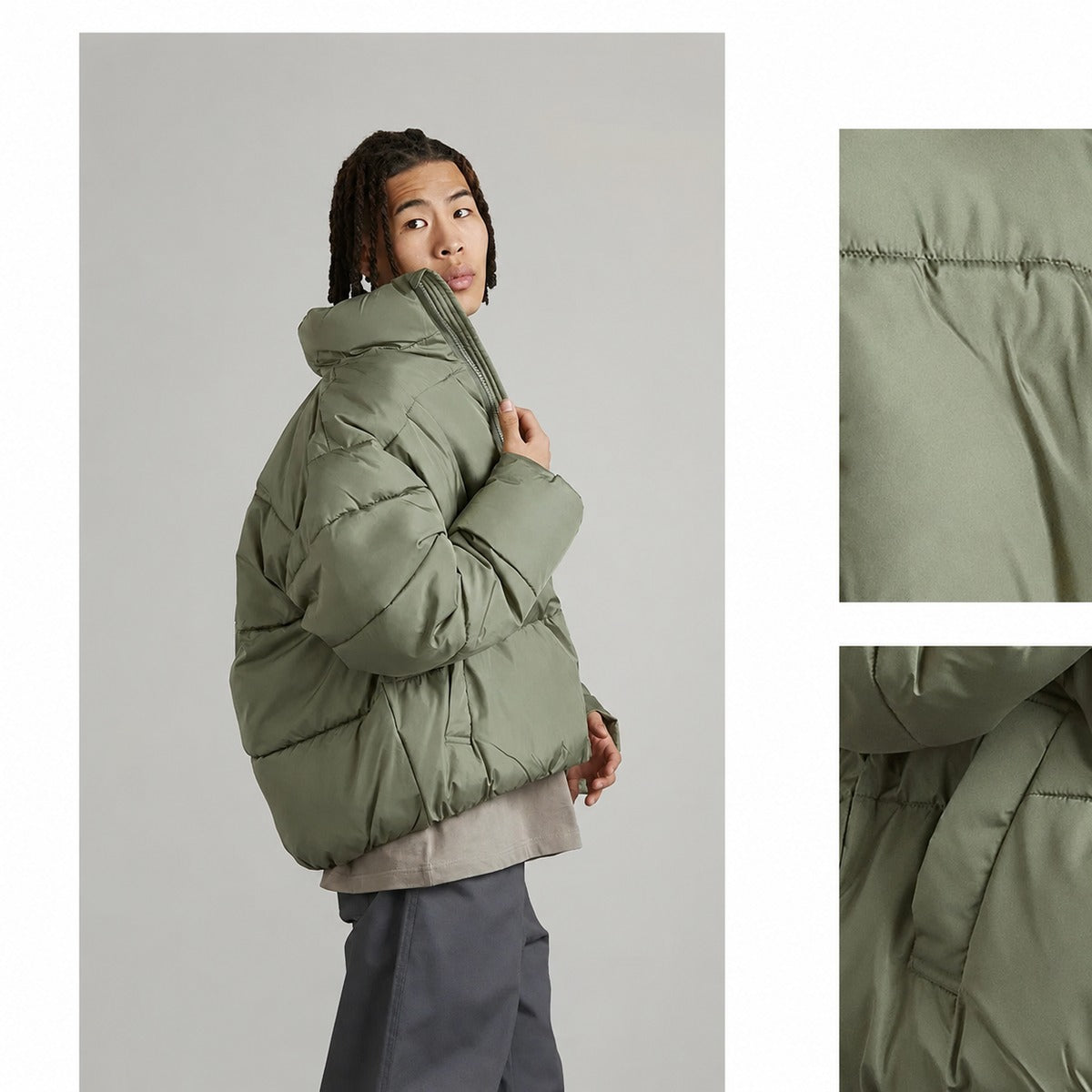 Kurz geschnittene Stehkragen-Pufferjacke