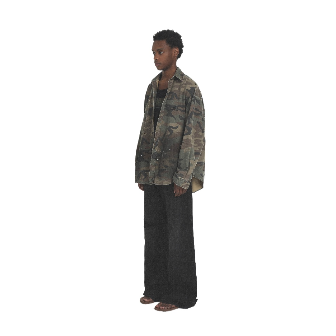 Cotton Splatter Camo Long Sleeve Shirt Jacket