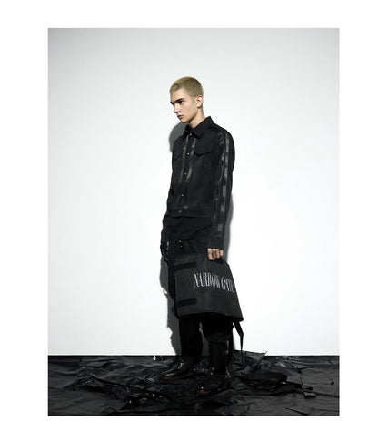 Caged Bird Vein Print Leather Jacket
