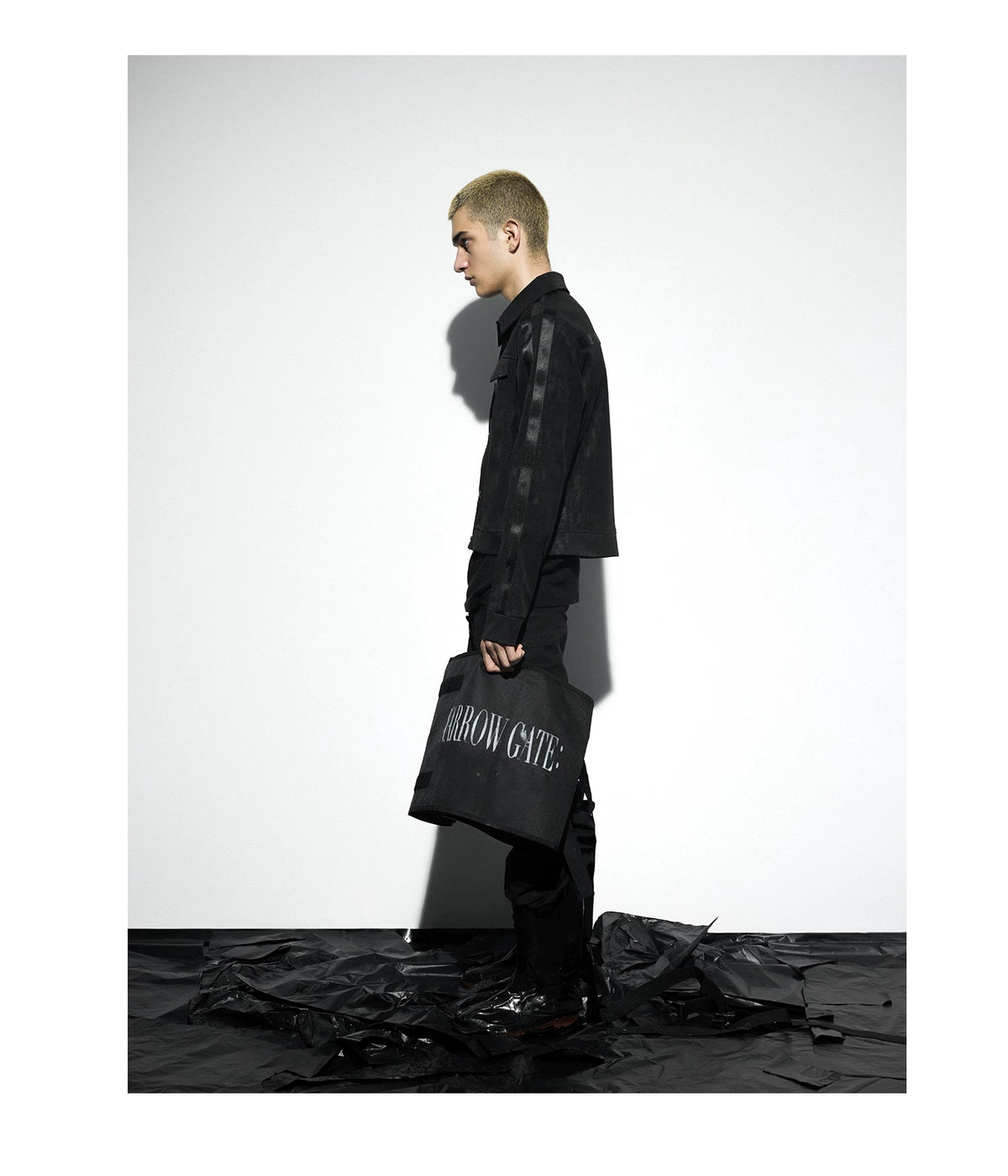 Caged Bird Vein Print Leather Jacket