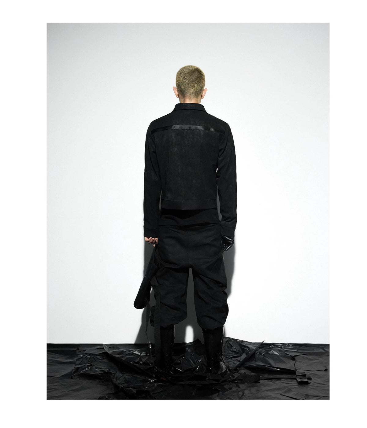 Caged Bird Vein Print Leather Jacket