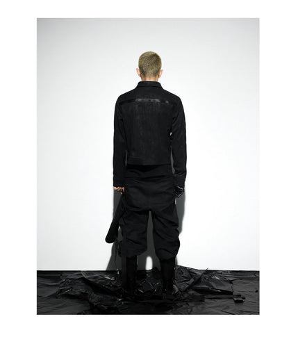 Caged Bird Vein Print Leather Jacket