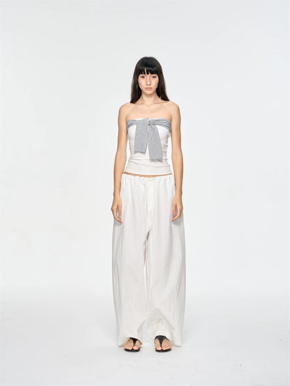 Chest Stripe Tie-Up Top