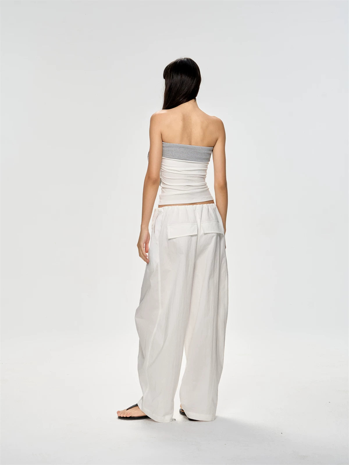 Chest Stripe Tie-Up Top