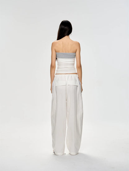 Chest Stripe Tie-Up Top