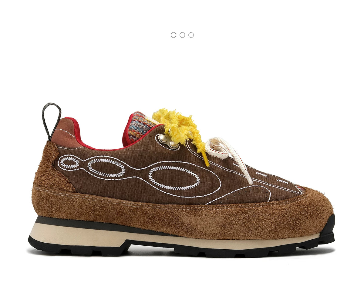 Chestnut Brown Retro Lace-Up Sneakers
