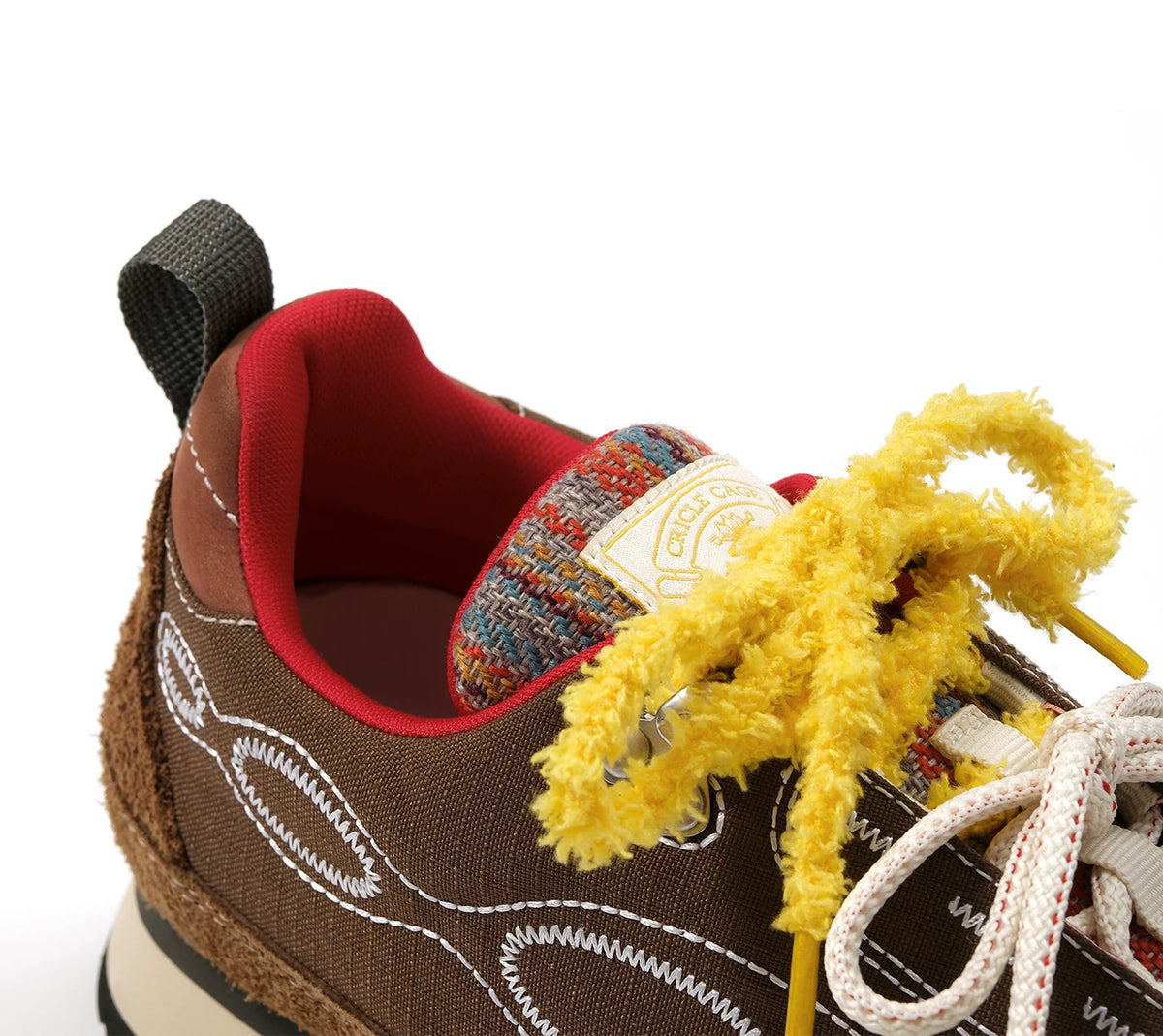 Chestnut Brown Retro Lace-Up Sneakers