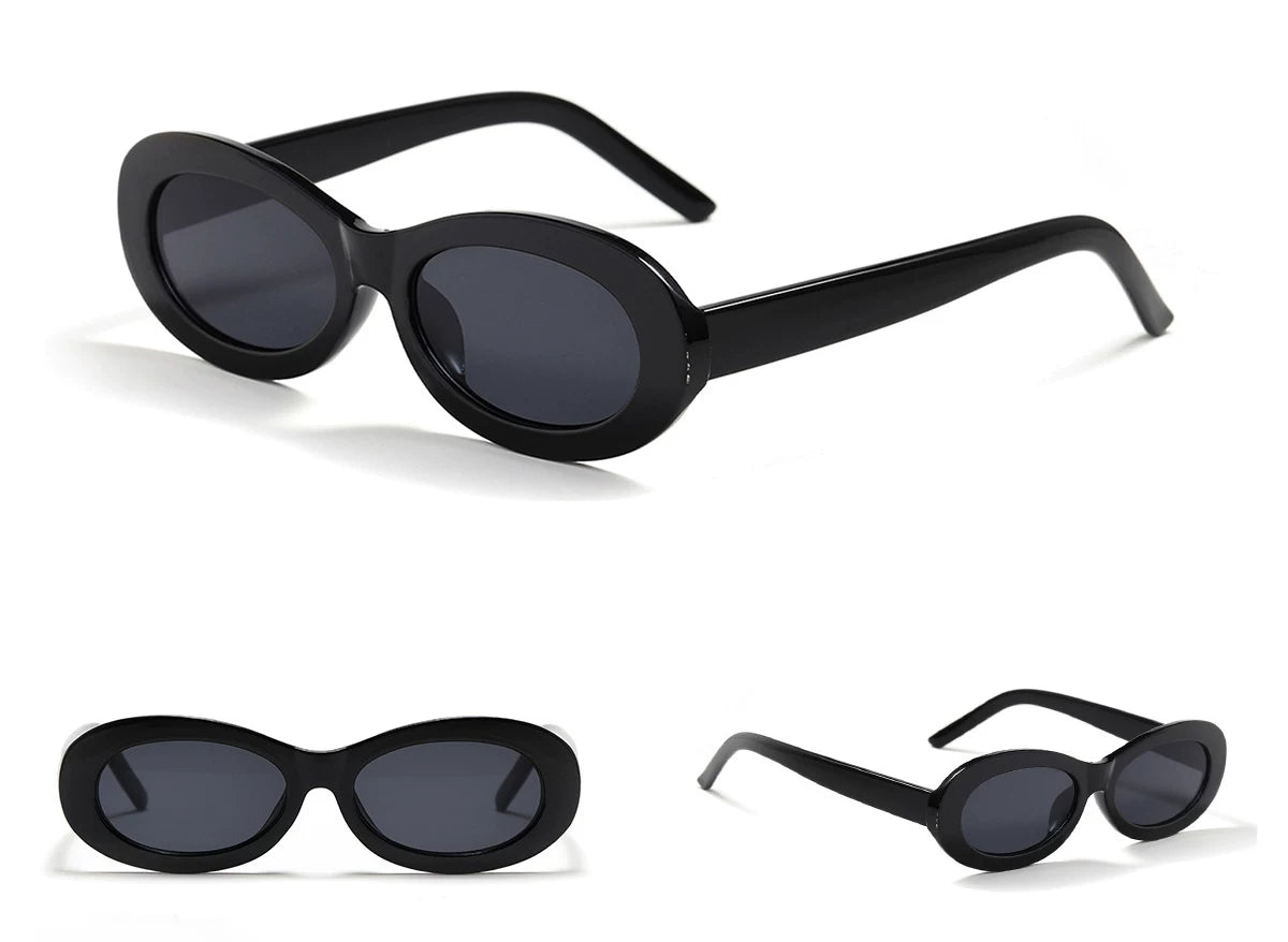 Black Chunky Oval Sunglasses