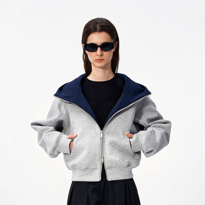 Colorblock Relaxed Zip-Up Hoodie