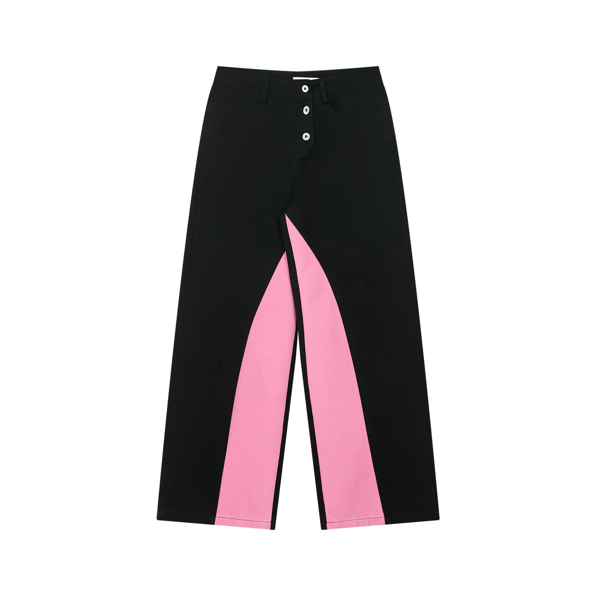 Contrast Panel Washed Wide-Leg Pants