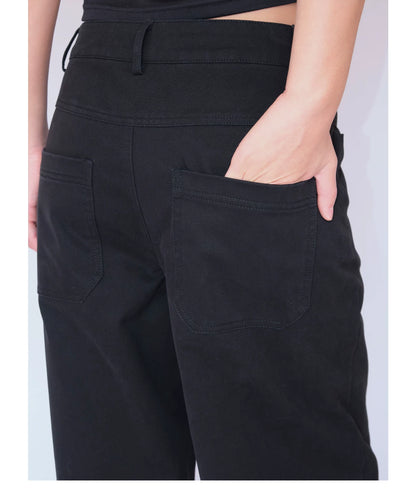 Contrast Panel Washed Wide-Leg Pants