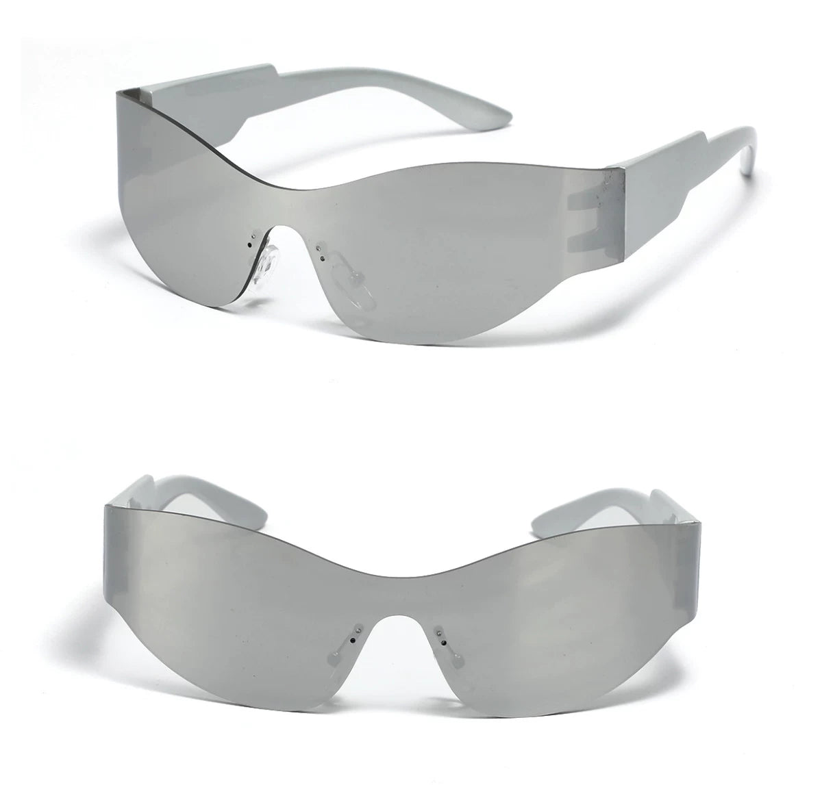 Lunettes de soleil courbées sans monture — coloris argenté
