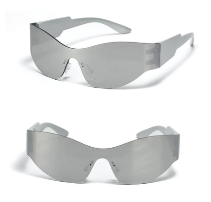 Lunettes de soleil courbées sans monture — coloris argenté