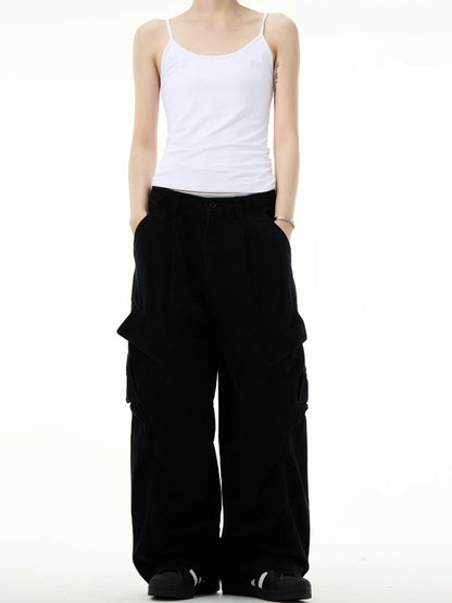 Deconstructed Cargo Wide-Leg Pants