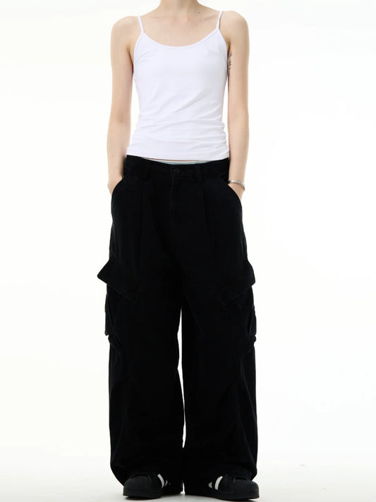 Deconstructed Cargo Wide-Leg Pants
