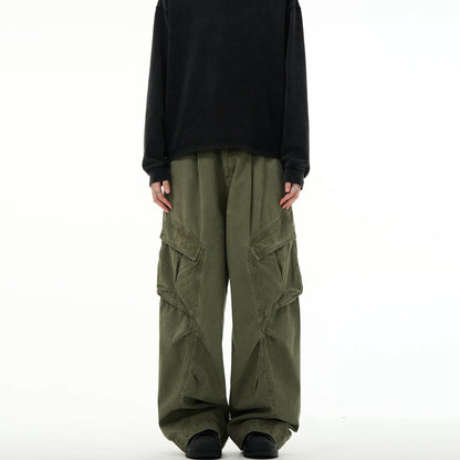 Deconstructed Cargo Wide-Leg Pants