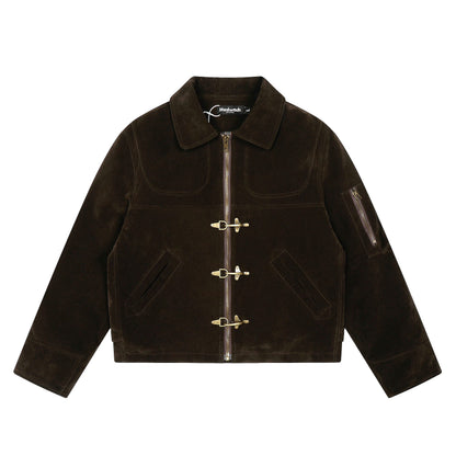 Deconstructed Clasp Suede Jacket