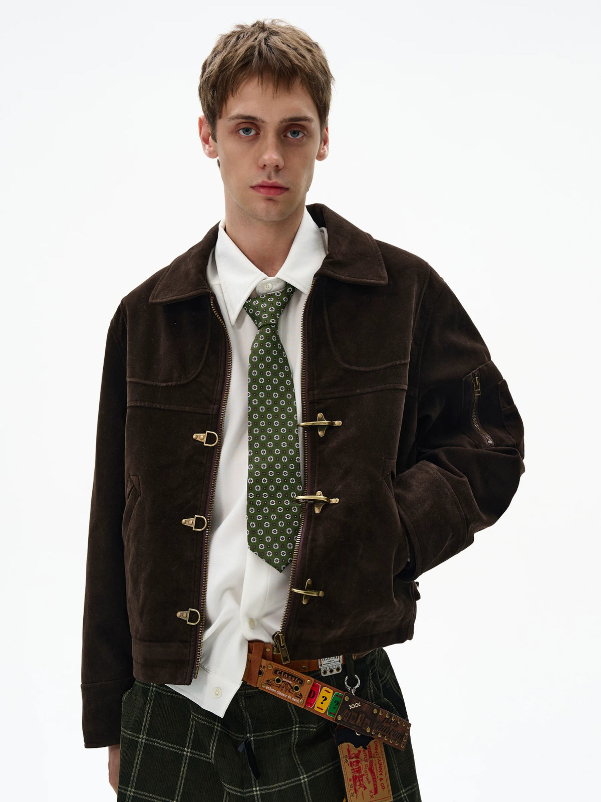 Deconstructed Clasp Suede Jacket