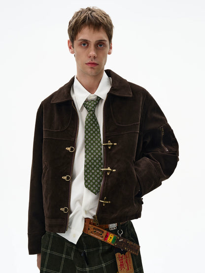 Deconstructed Clasp Suede Jacket