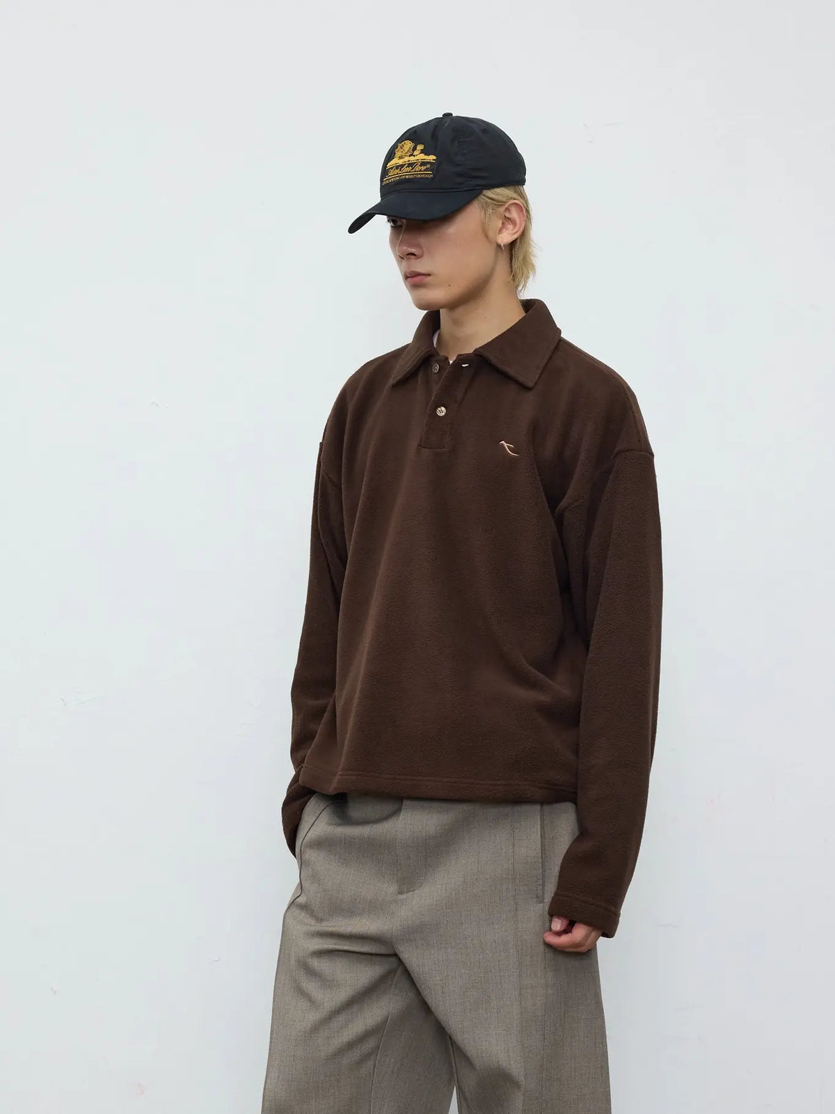 Double-Faced Fleece Polo Pullover