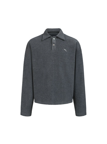 Double-Faced Fleece Polo Pullover