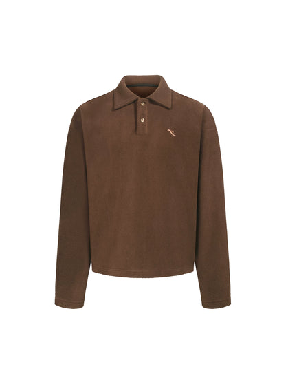 Double-Faced Fleece Polo Pullover