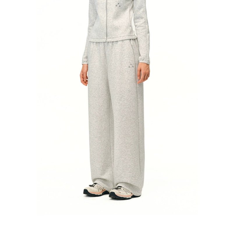 Women's  double layer air knit pants - wide leg relaxed fit with black zip jacket light cap athleisure