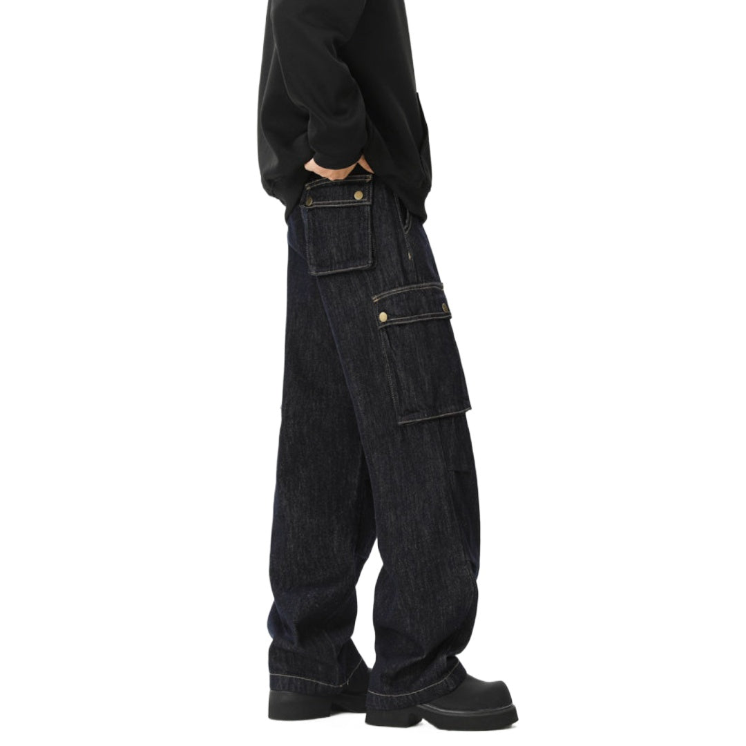 Big Pockets Retro Pleated Jeans