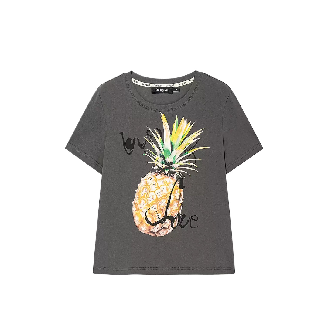 Pineapple Fruit Print Short Sleeve T-Shirt