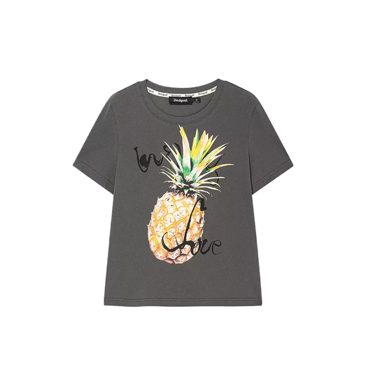 Pineapple Fruit Print Short Sleeve T-Shirt