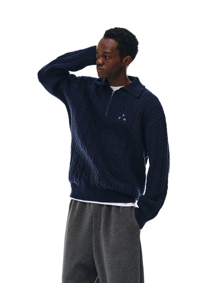 Cable-Knit Half Zip — worn by a model