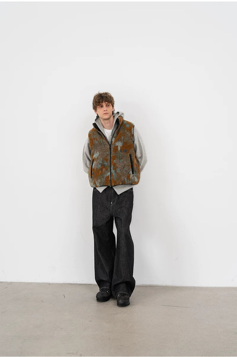 Reversible Camo Down Vest — worn by a model